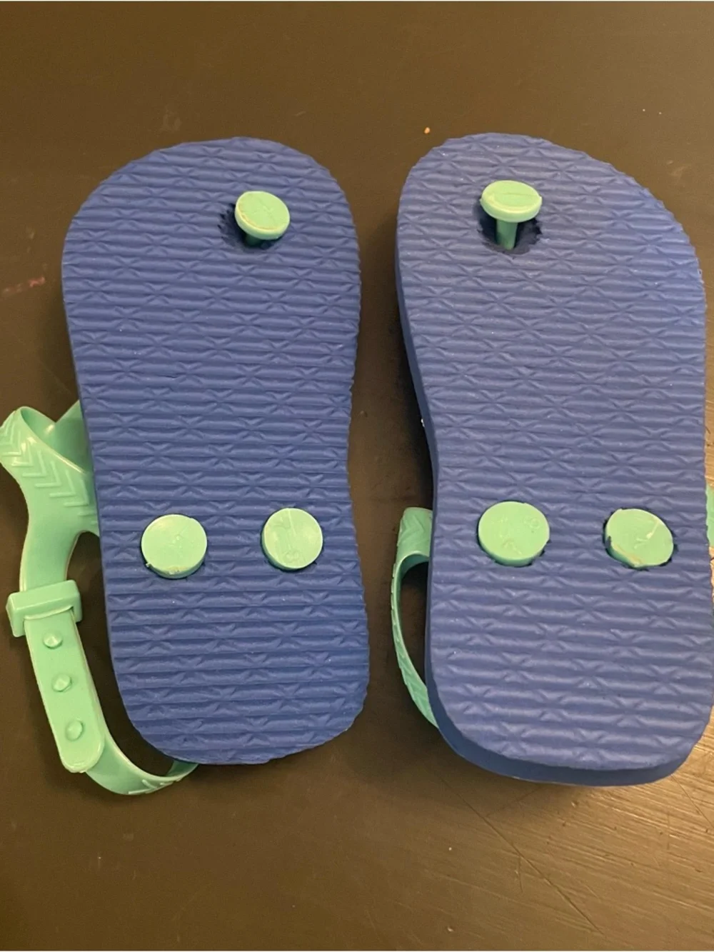 Toddler Shark Print Flip Flops with Aqua Straps one size